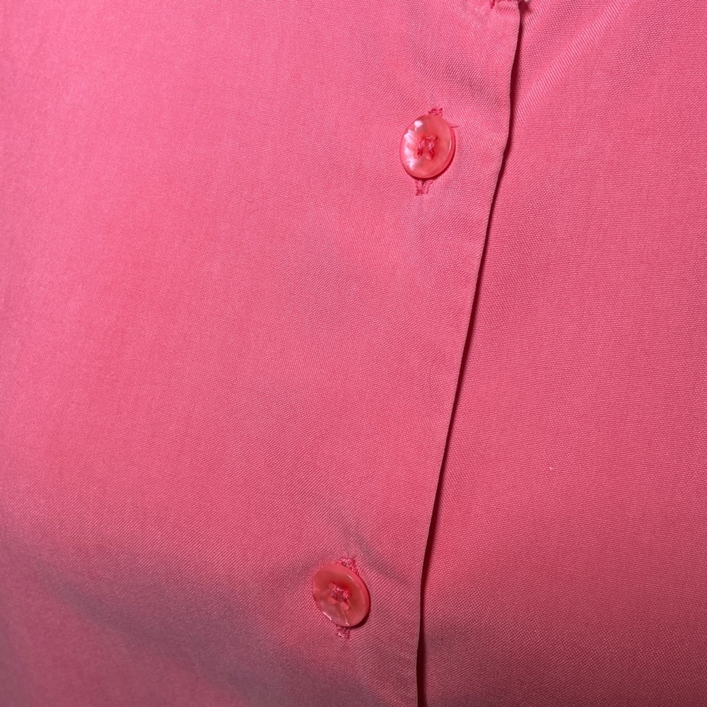 Vintage Anne Fontaine Silk Bright Coral-Pink Tab Collar Blouse Size 22 - Picture 2 of 8